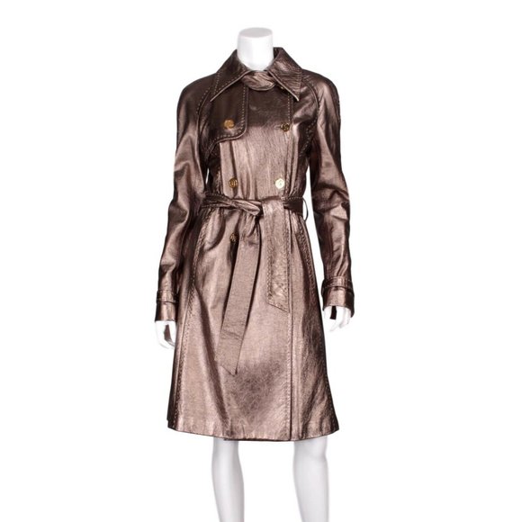 DOLCE & GABBANADistressed Leather Peacoat